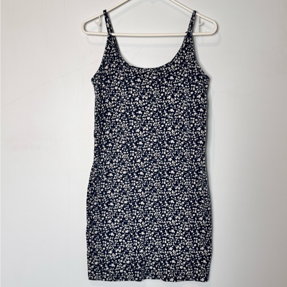 Old Navy Navy Blue and White Floral Mini Dress Size XL